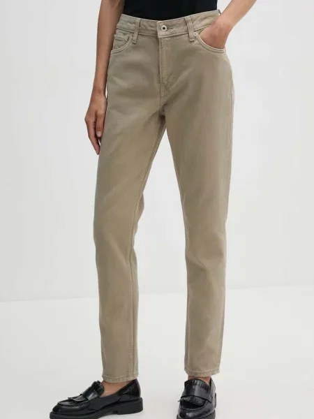 Traperice Pepe Jeans TAPERED JEANS HW za žene srednje visoki struk zelena