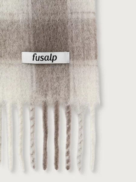 Fusalp szalik z wełną alpaki CHECK SCARF beżowa