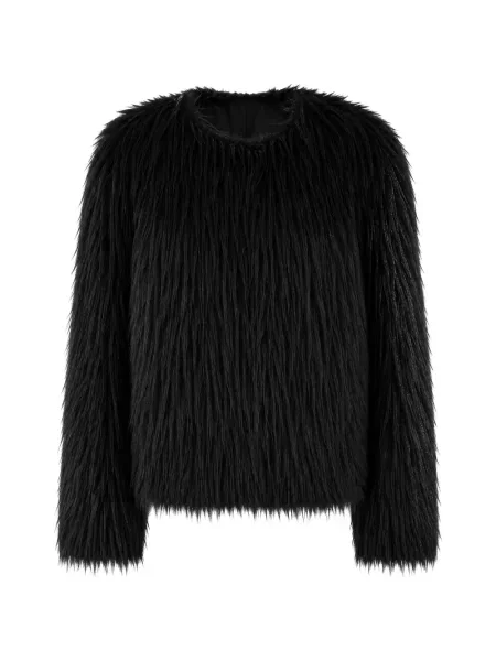 Pulover Le Sully Studio cu blană negru