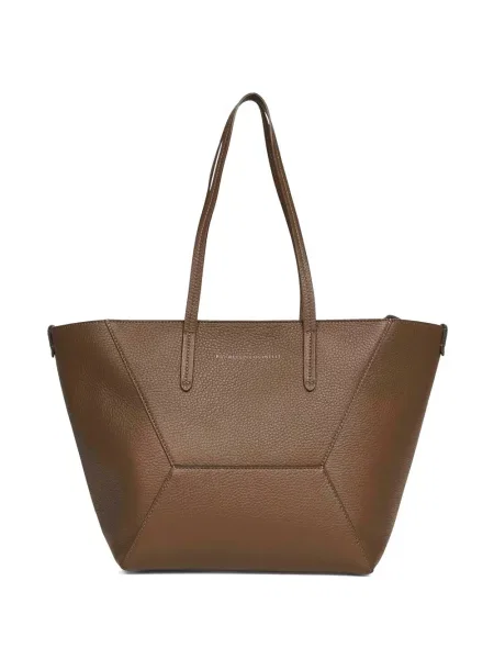 Geanta de piele Brunello Cucinelli din piele cu imagine maro