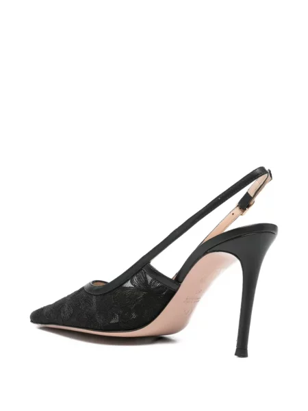 Полуотворени обувки Roberto Festa на цветя с дантела с отворена пета черно