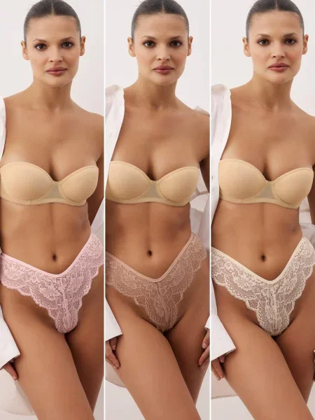 Trendyol Tanga fildeş / maro deschis roz