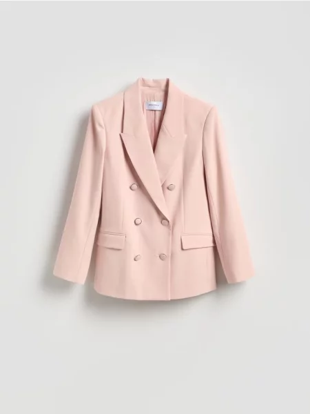 Reserved Двобортний блейзер пастельний рожевий