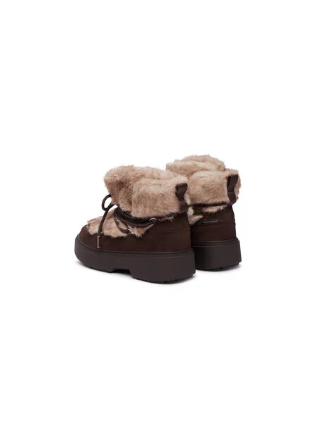 Snehule Tommy Hilfiger Fur Suede Lace-Up Snow Boot hnedá
