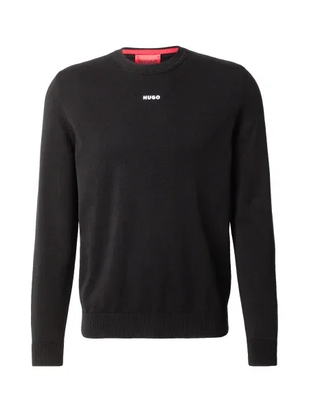 HUGO Pulover San / alb negru