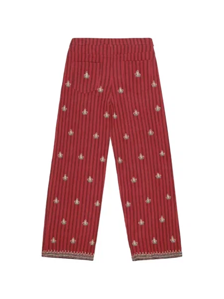 Pantaloni Maison Hotel cu broderie roșu