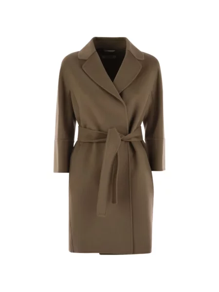 Cu centură palton 's Max Mara de lână maro