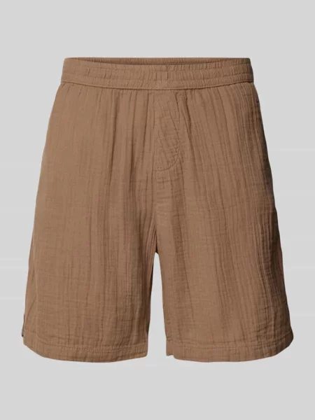 Szorty o kroju regular fit z muślinu Review brązowe