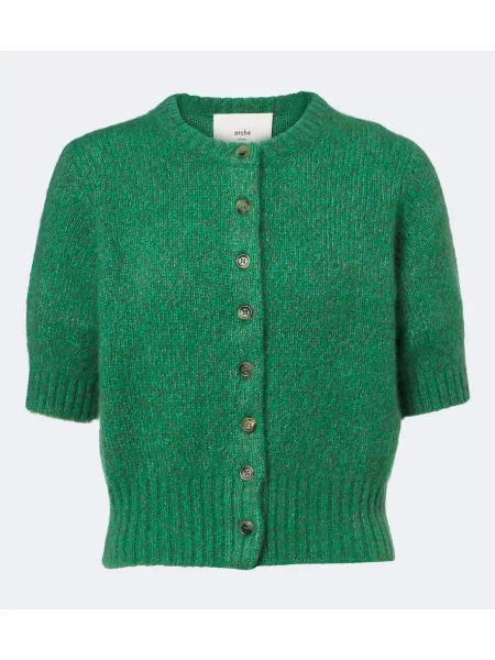Cardigan Arch4 de mătase verde