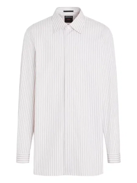 Риза Zegna на райета бяло