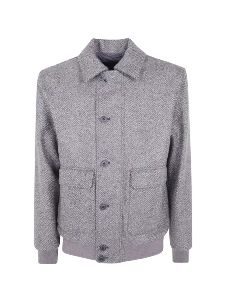 Geacă Herno de lână cu model herringbone gri
