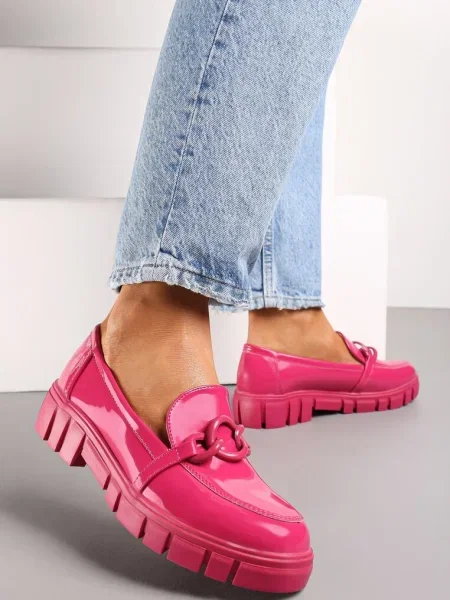 Mocasini Fucsia cu Brant din Piele Iphiasne roz