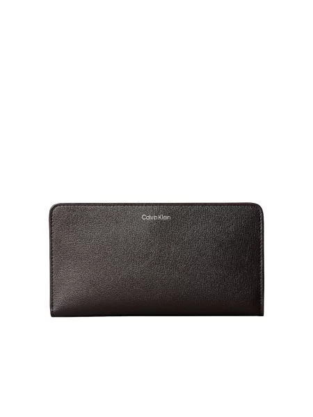 Calvin Klein Denarnica Foil Logo Passport Longfold Rjava črna