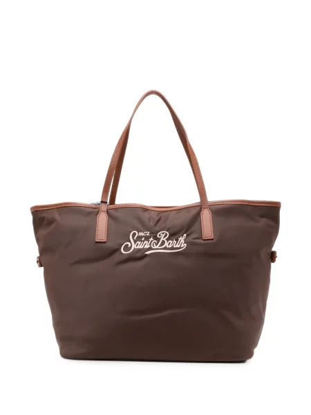 Geantă shopper Mc2 Saint Barth cu autograf maro