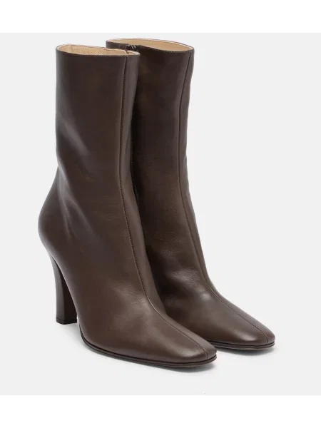 Cizme scurte The Row din piele maro