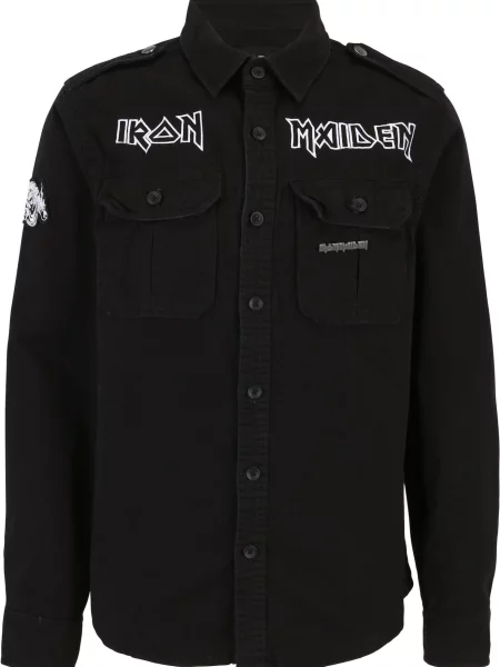 Retro košile s dlouhým rukávem Brandit s dlouhými rukávy černá