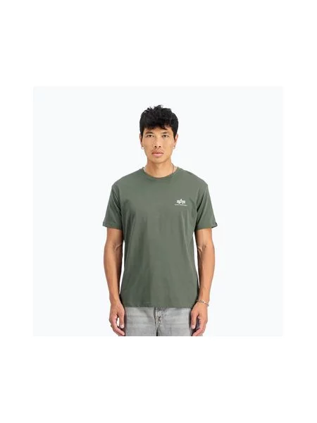 Футболка Alpha Industries Basic Small Logo темно-оливкова зелена