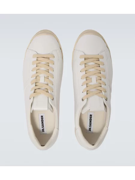 Sneakerși Jil Sander din piele alb