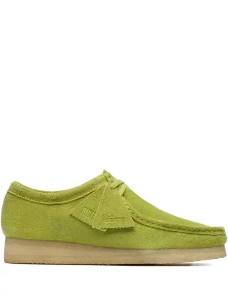 Pantofi derby Clarks Originals cu șireturi din piele de căprioară verde