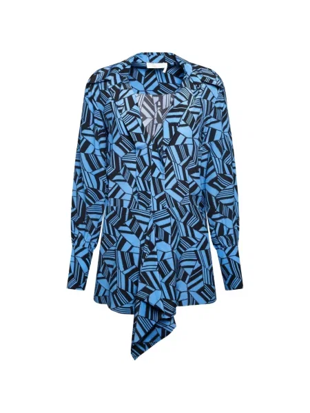 Bluză Chloé cu imagine cu imprimeu geometric albastru
