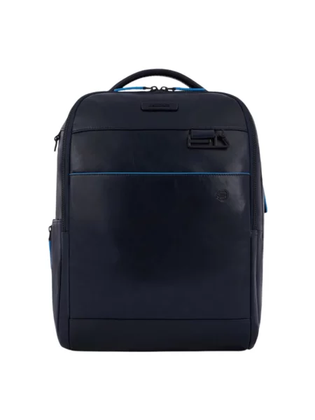 Plecak na laptopa Piquadro skórzany niebieski