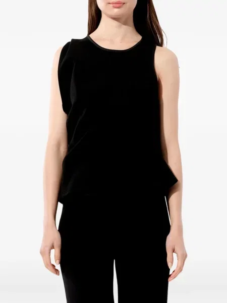 Top Balenciaga fără mâneci drapat negru