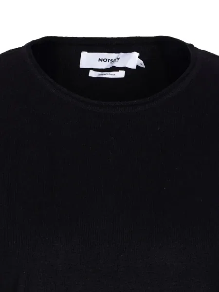 Pulover Not Shy din cașmir cu decolteu rotund negru