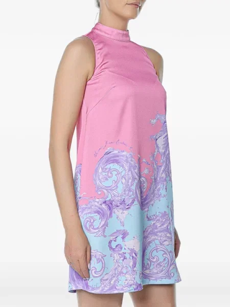 Αμάνικη τζιν φόρεμα Versace Jeans Couture με σχέδιο ροζ