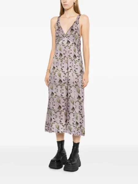 Rochie R13 cu model floral grunge violet