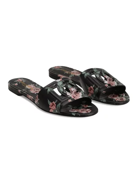 Klapki Dolce And Gabbana skórzane z nadrukiem