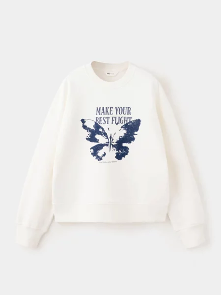 Bluza z nadrukiem złamana biel Dzieci lata MANGO KIDS