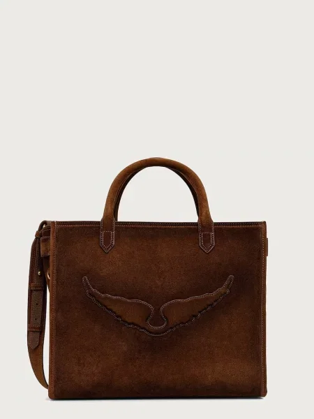 Zadig&Voltaire kabelka typu shopper dámska semišová ANGEL hnedá