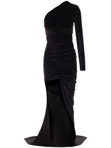 Rochie maxi Balenciaga cu un umăr gol de costum negru