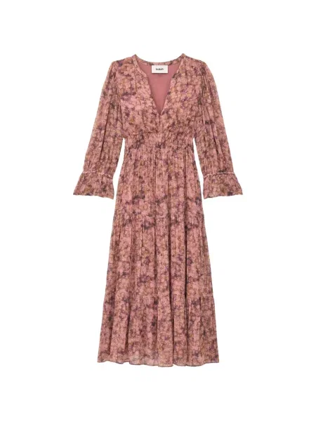 Rochie midi Ba&sh cu model floral cu imagine evazată roz