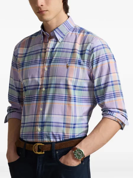 Czapka z daszkiem Polo Ralph Lauren w kratkę z twillu biznesowa niebieska