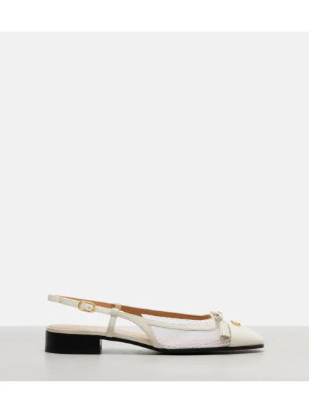 Balerini Valentino Garavani din piele slingback alb