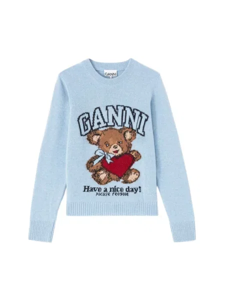 Sweter Ganni typu teddy niebieski