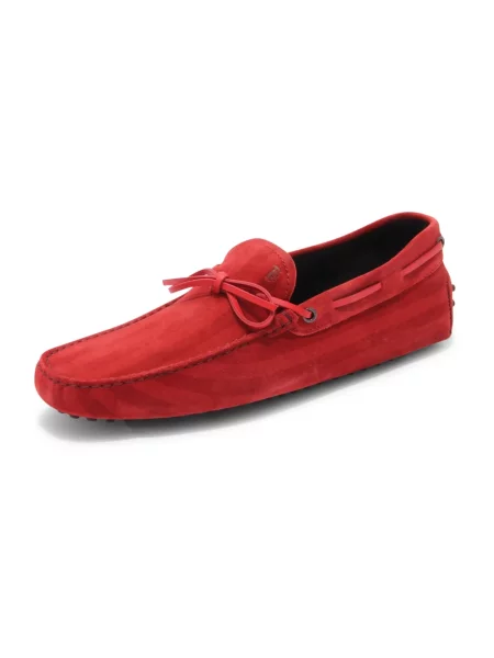 Półbuty Tod's zamszowe w paski z paskiem czerwone