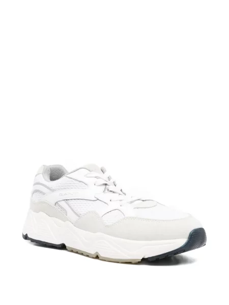 Sneakerși Gant cu șireturi din piele de căprioară alb
