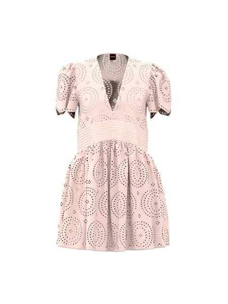 Sukienka Hugo Boss koronkowa różowa