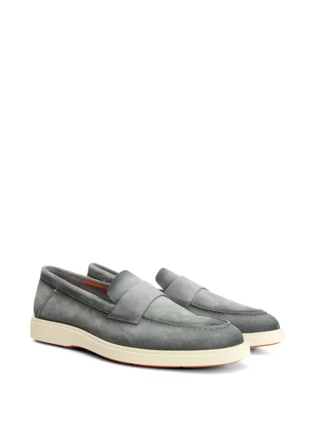 Pantofi loafer Santoni din piele de căprioară gri