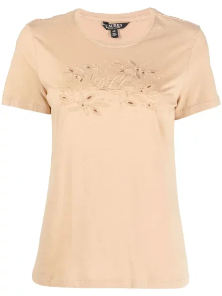 Tricou Lauren Ralph Lauren cu broderie maro