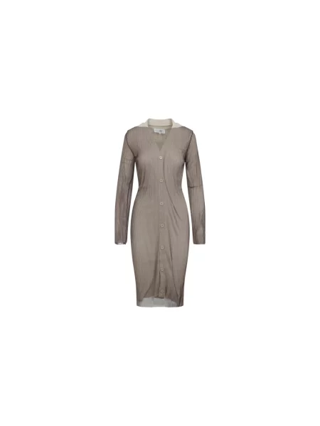 Sukienka midi Mm6 Maison Margiela wełniana beżowa