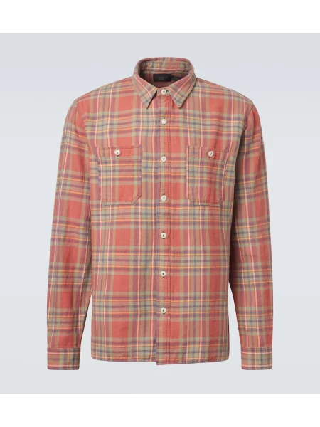 Kostkovaná keprová košile Rrl červená
