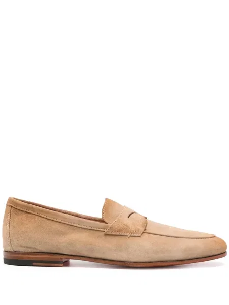 Pantofi loafer Santoni din piele de căprioară maro
