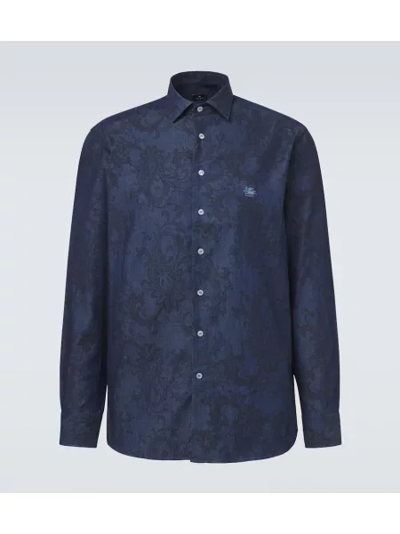 Cămașă de blugi Etro cu model paisley albastru