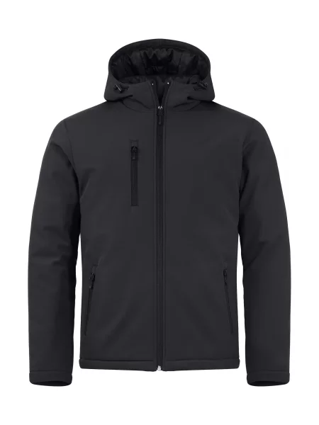 Clique Pikowana kurtka softshell z kapturem – prosty krój – Black czarna