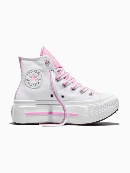 Converse x Hello Kitty Chuck Taylor All Star Lift Double Stack HI teniși înalți pentru femei alb