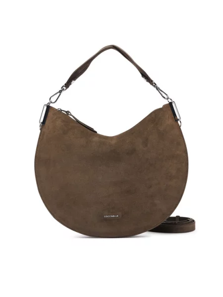 Coccinelle torebka crossbody zamszowa COCCINELLESUNUP SUEDE szara