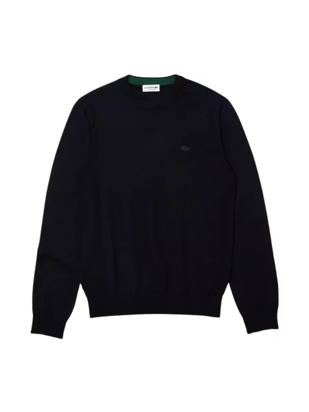 Sweter Lacoste wełniany z kapturem niebieski